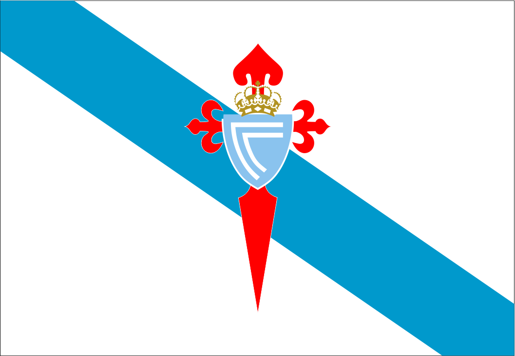 Bandera Galicia con escudo Celta de Vigo - Banderas y Soportes