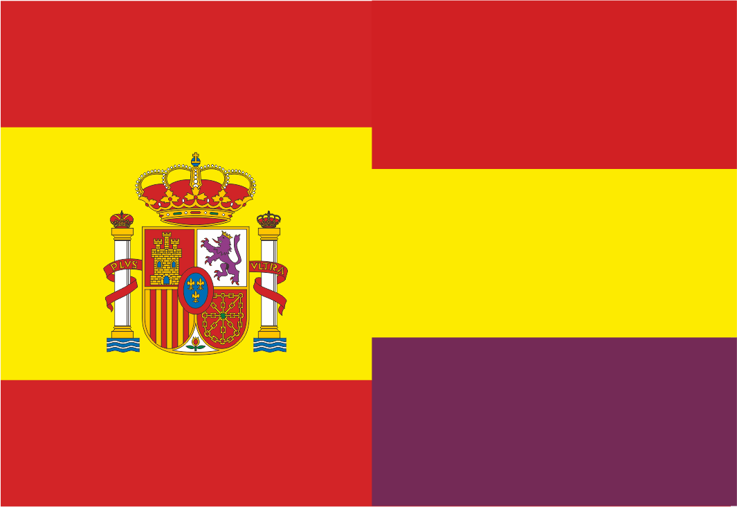 Bandera España mitad Monarquica mitad Republicana - Banderas y Soportes